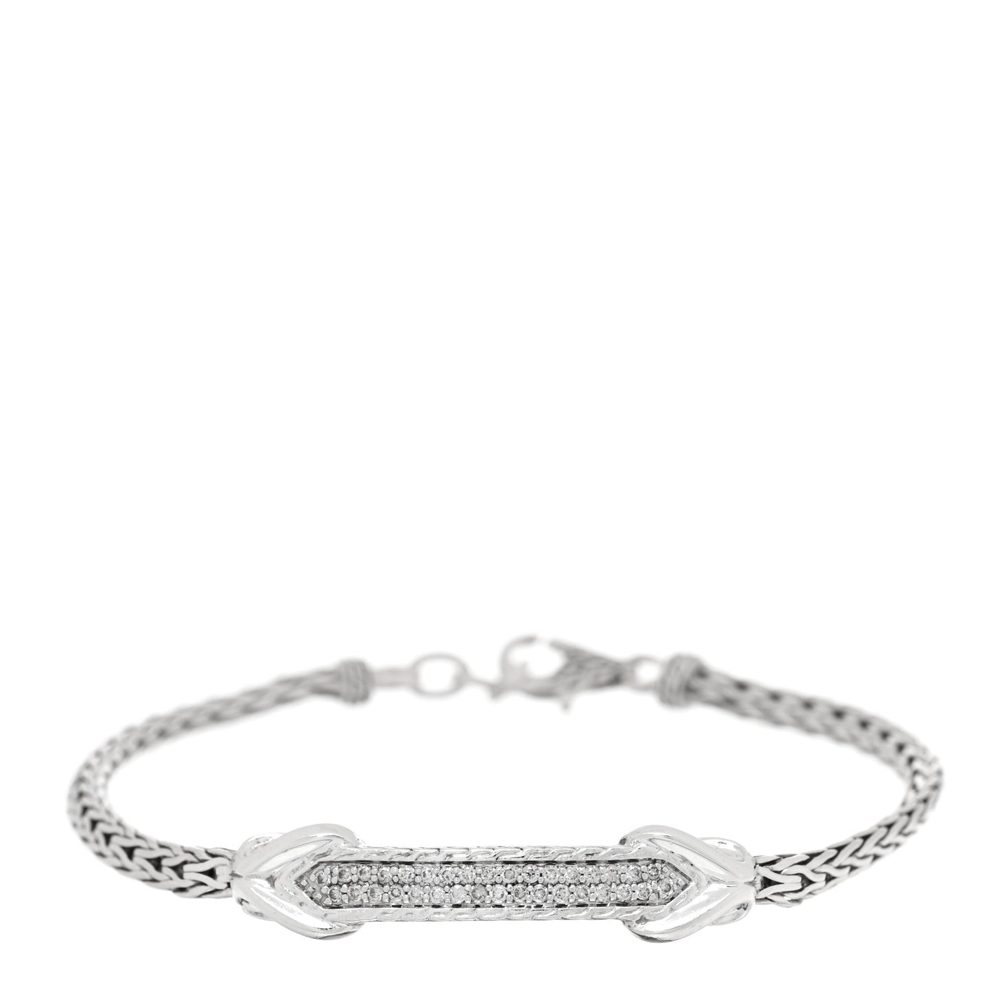 Sterling Silver Diamond Asli Classic Chain Link ID Bracelet