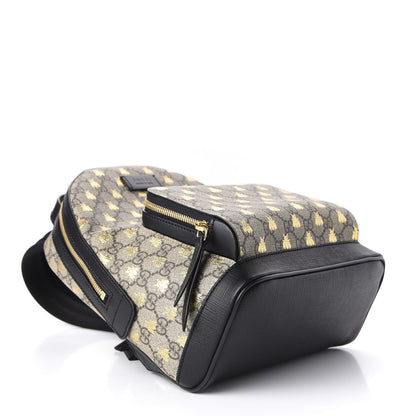 Gucci GG Supreme Monogram Bees Print Small Day Backpack Beige Oro Black 3 of 8