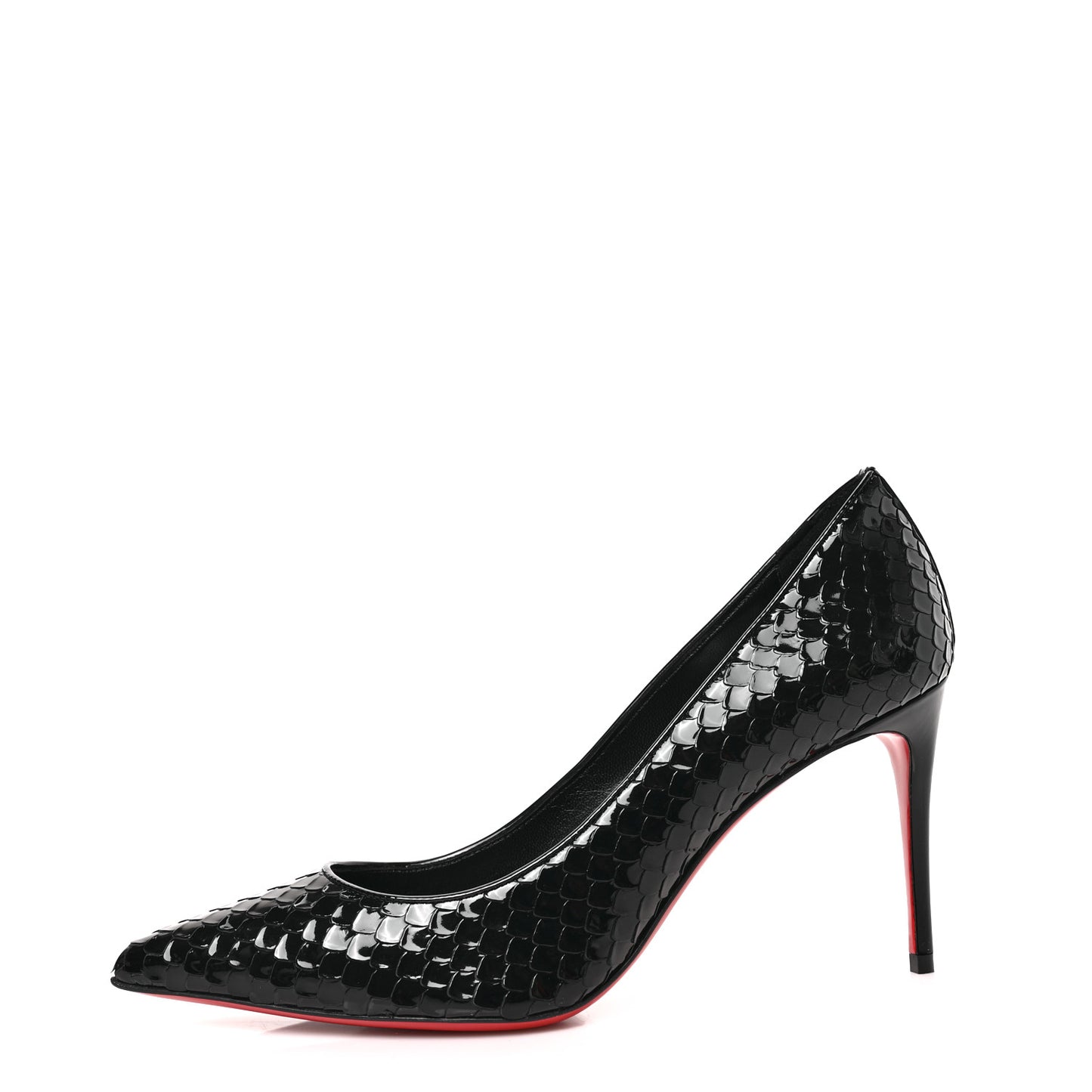 Patent Calfskin Snakeskin Embossed Kate 85 Pumps 37 Black