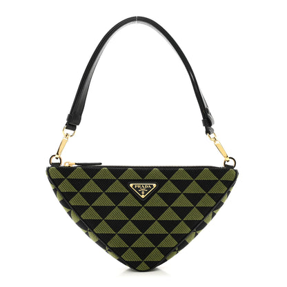 Prada Jacquard Triangolo Symbole Embroidered Mini Triangle Bag Black Edera 1 of 9