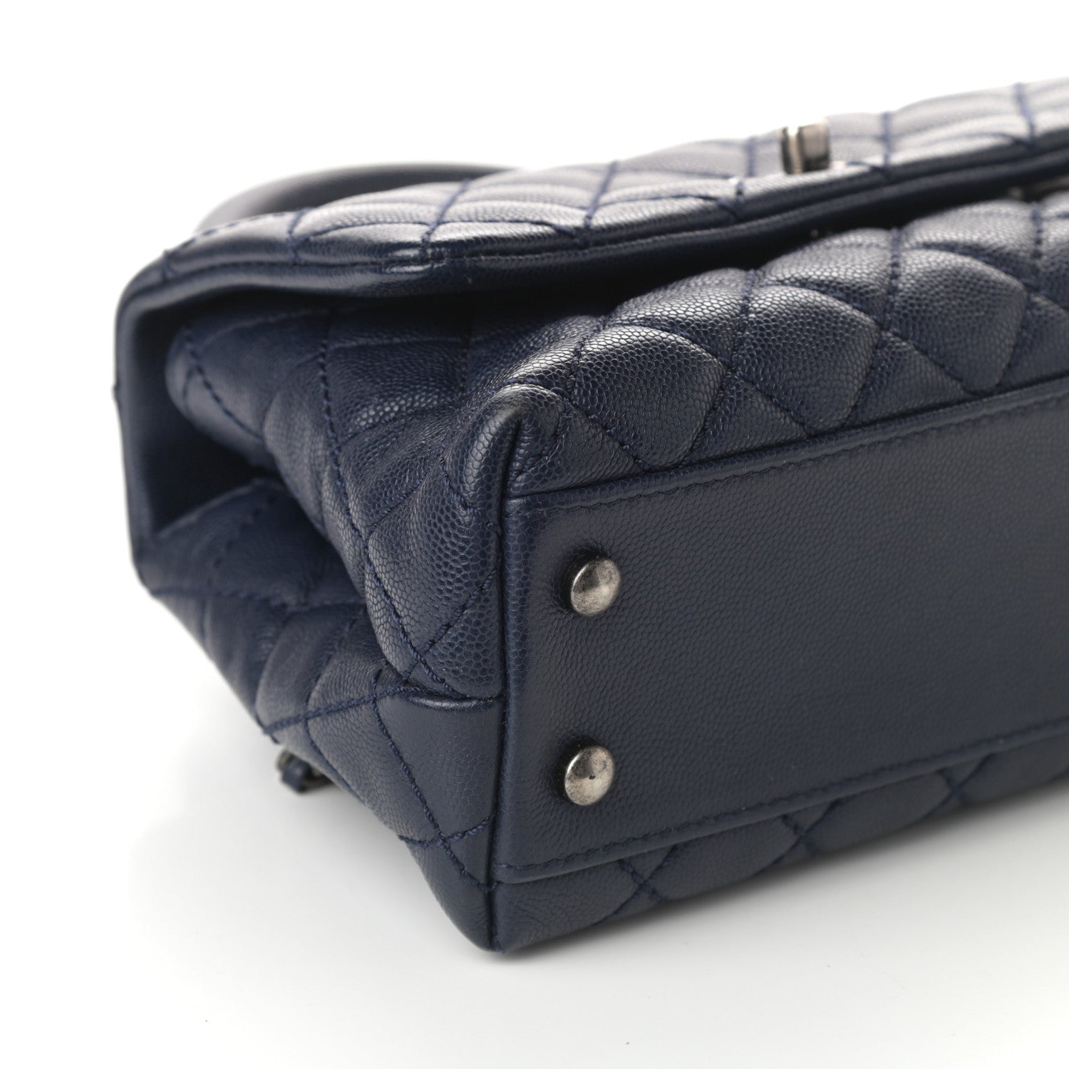 Chanel Caviar Quilted Mini Coco Handle Flap Navy Blue 8 of 9