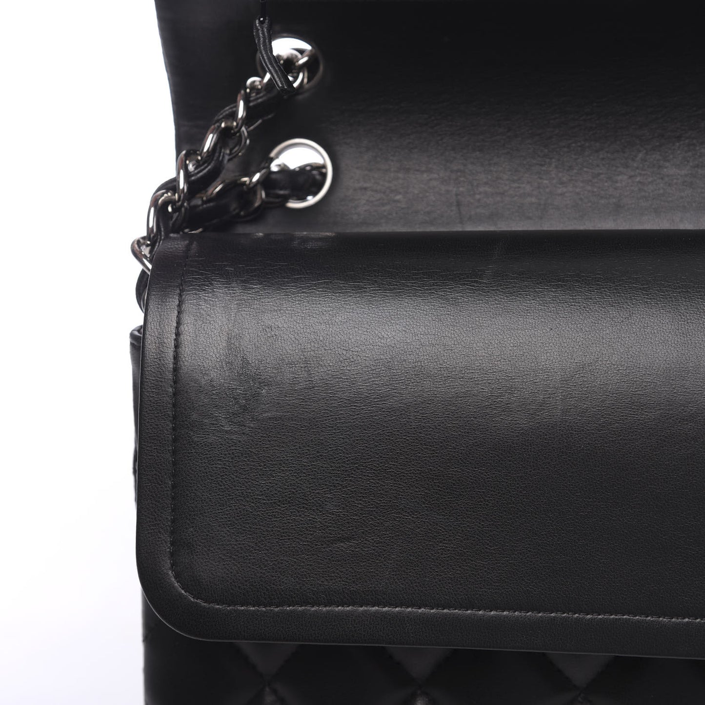 Lambskin Quilted Jumbo Double Flap Black