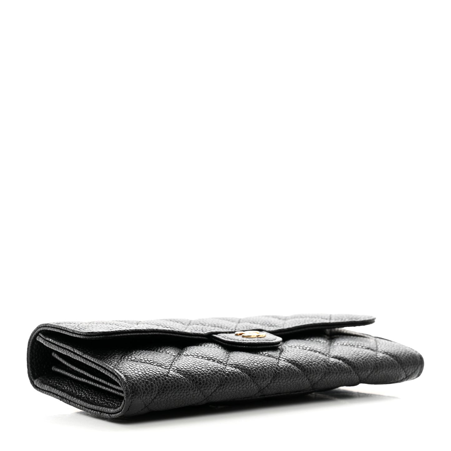 Caviar Quilted Large Flap Wallet Black