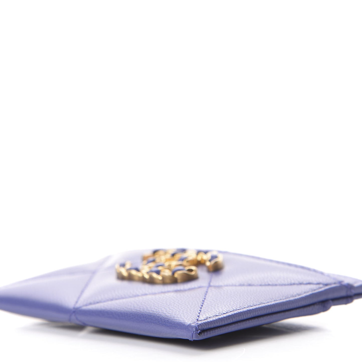 Shiny Goatskin Quilted 19 Card Holder Purple