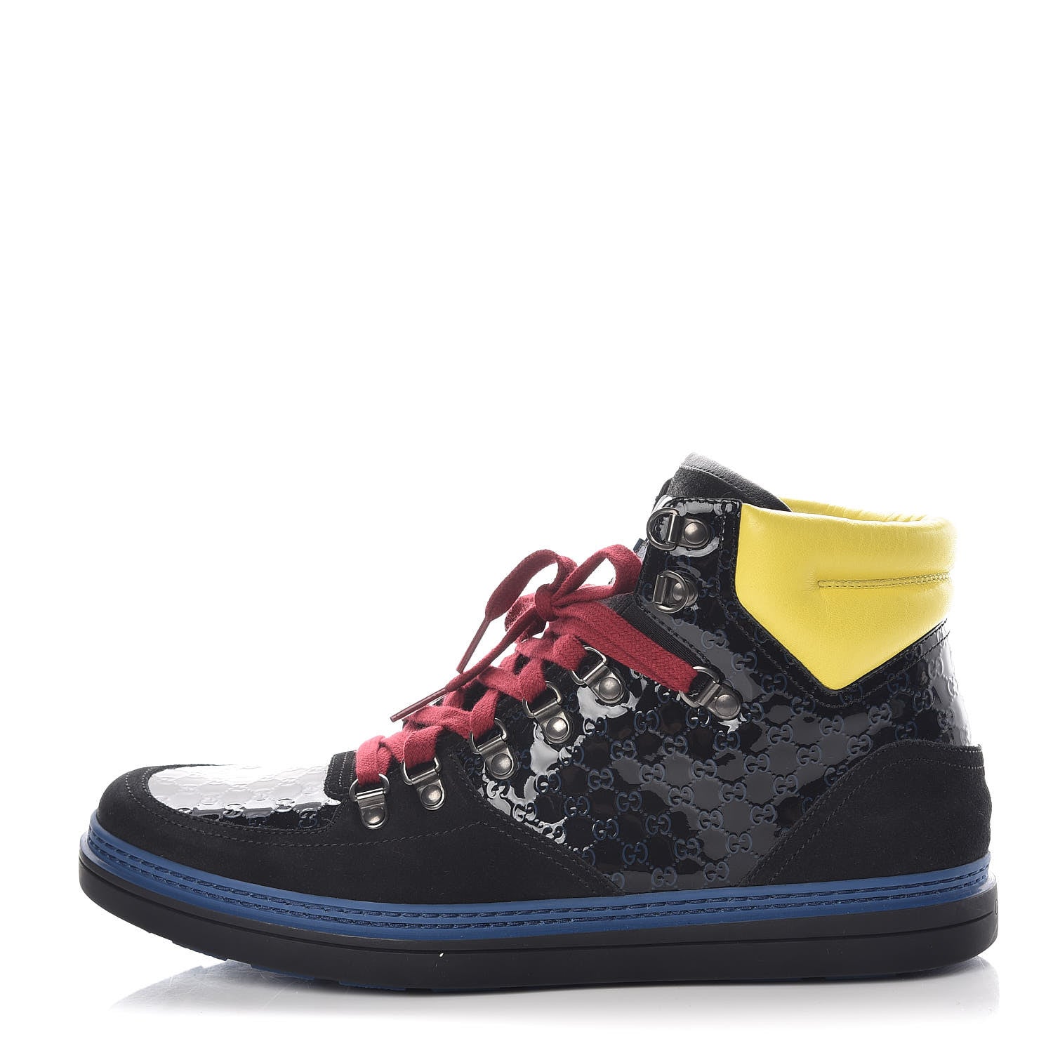 Gucci Suede Patent Guccissima Mens Softy Tek High Top Sneakers 8.5 Black 1 of 12