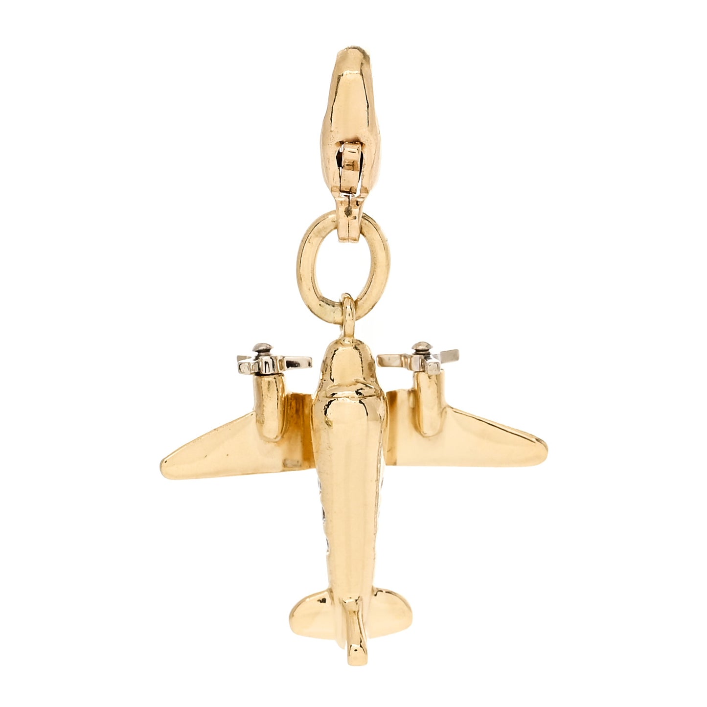 18K Yellow Gold Diamond Airplane Charm