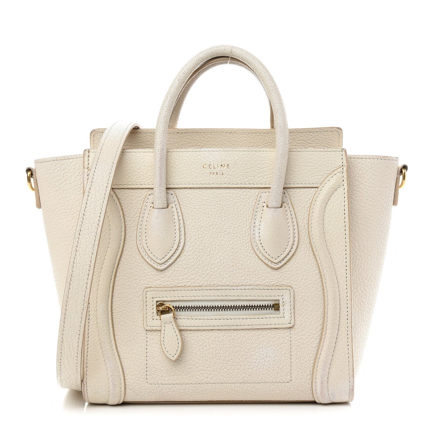 Drummed Calfskin Nano Luggage Ivory