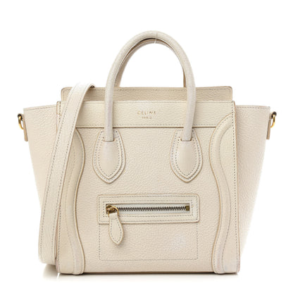 Celine Drummed Calfskin Nano Luggage Ivory 1 of 20