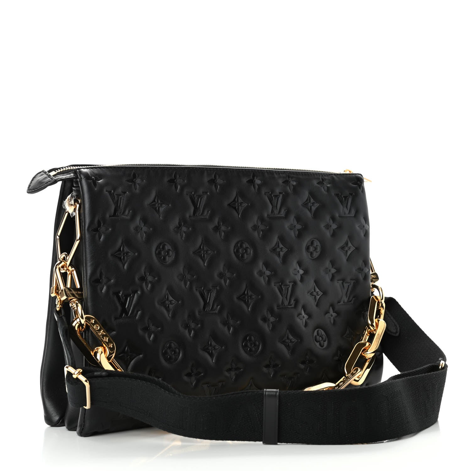 Louis Vuitton Lambskin Embossed Monogram Coussin MM Black 2 of 4
