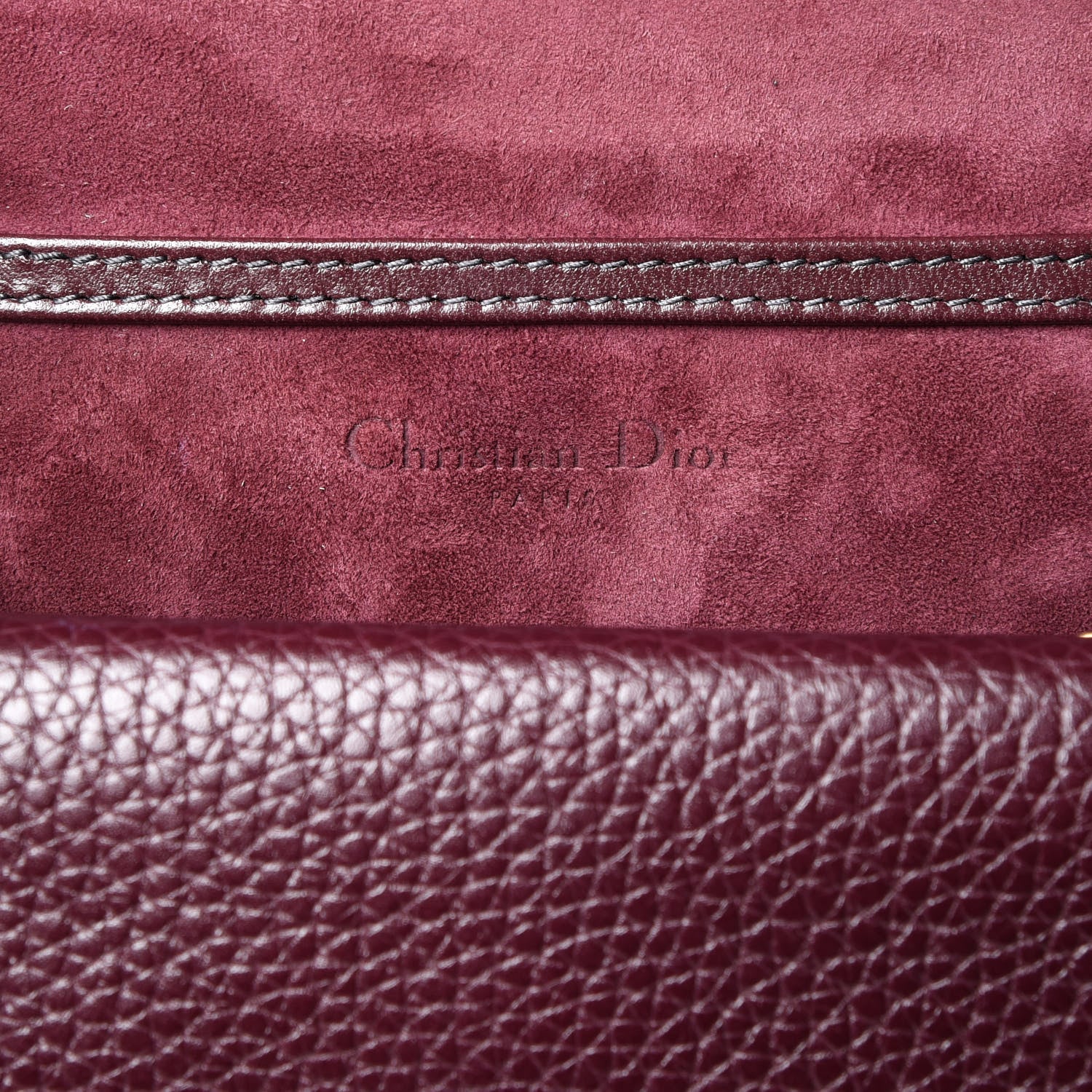 Christian Dior Grained Calfskin D-Bee Crossbody Burgundy 5 of 9