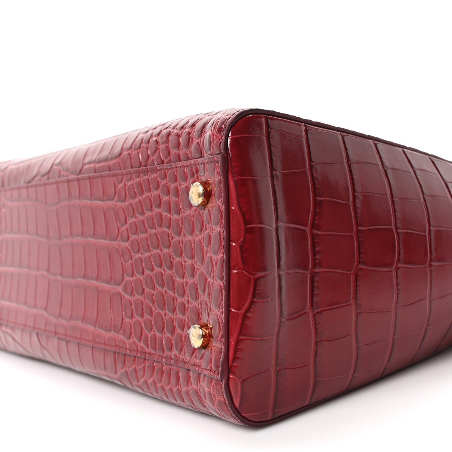 Calfskin Crocodile Embossed Archetype Small Shopping Tote Burgundy