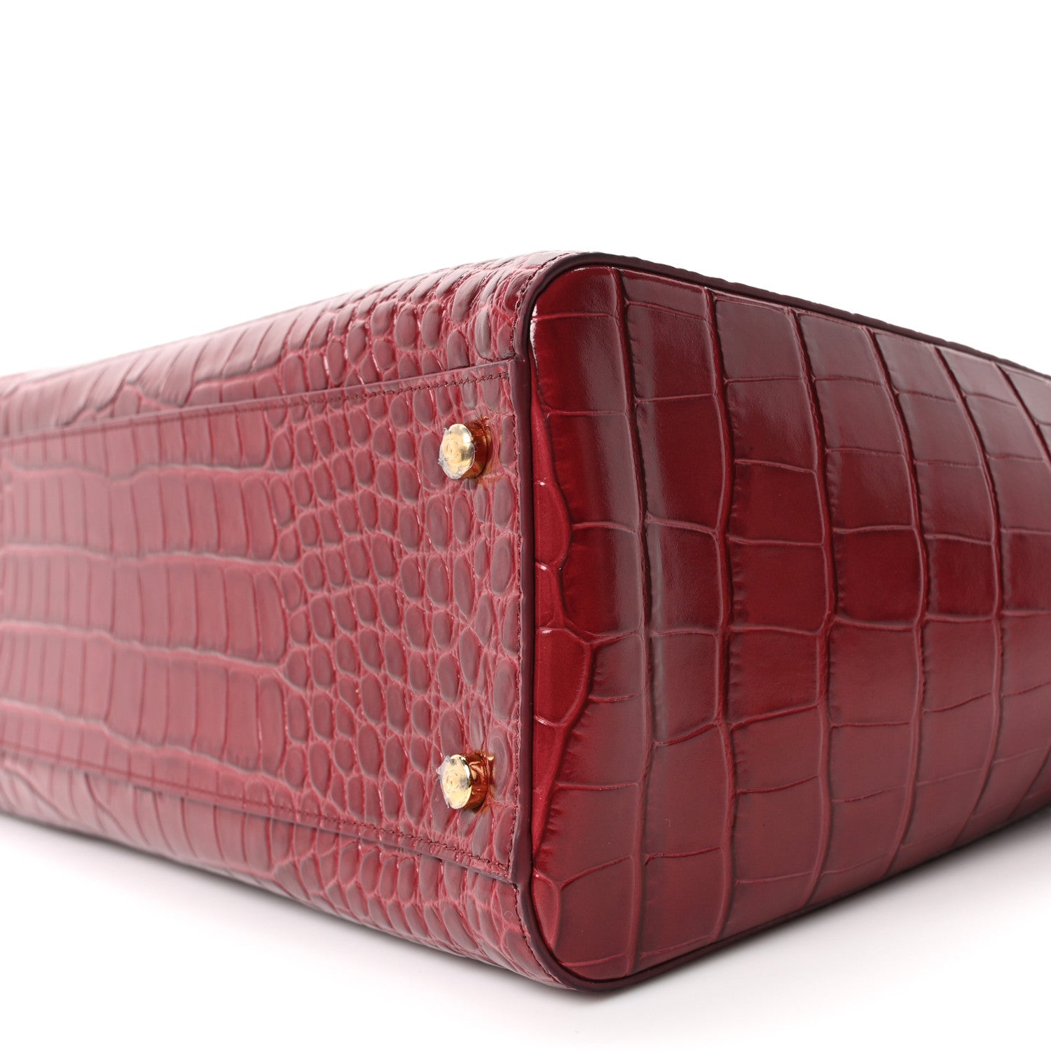 Chanel Calfskin Crocodile Embossed Archetype Small Shopping Tote Burgundy 9 of 9