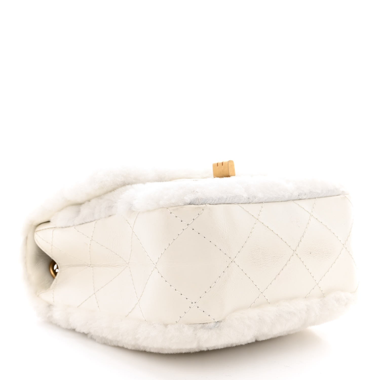 Chanel Shearling Lambskin Aged Calfskin Quilted 2.55 Reissue Mini North South Flap White 4 of 10