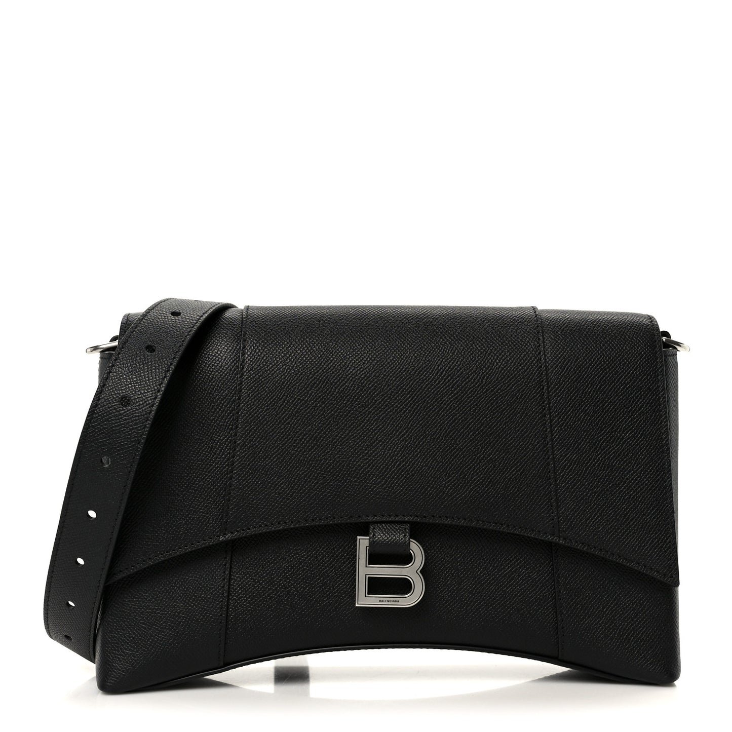 Semi Matte Soft Textured Calfskin Downtown Shoulder Bag Black