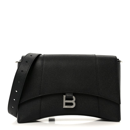 Balenciaga Semi Matte Soft Textured Calfskin Downtown Shoulder Bag Black 1 of 11