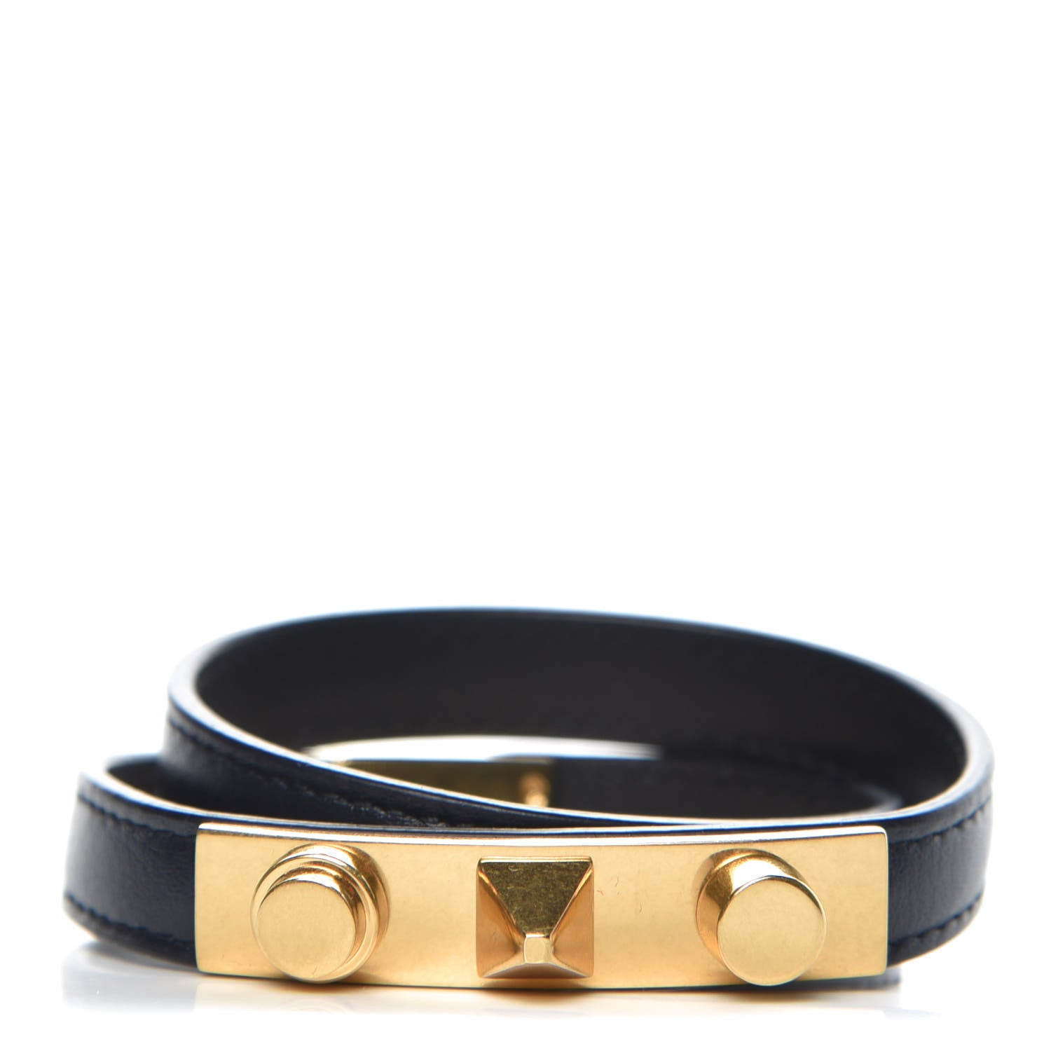 Saint Laurent Calfskin 3 Clous Bracelet Black 1 of 6