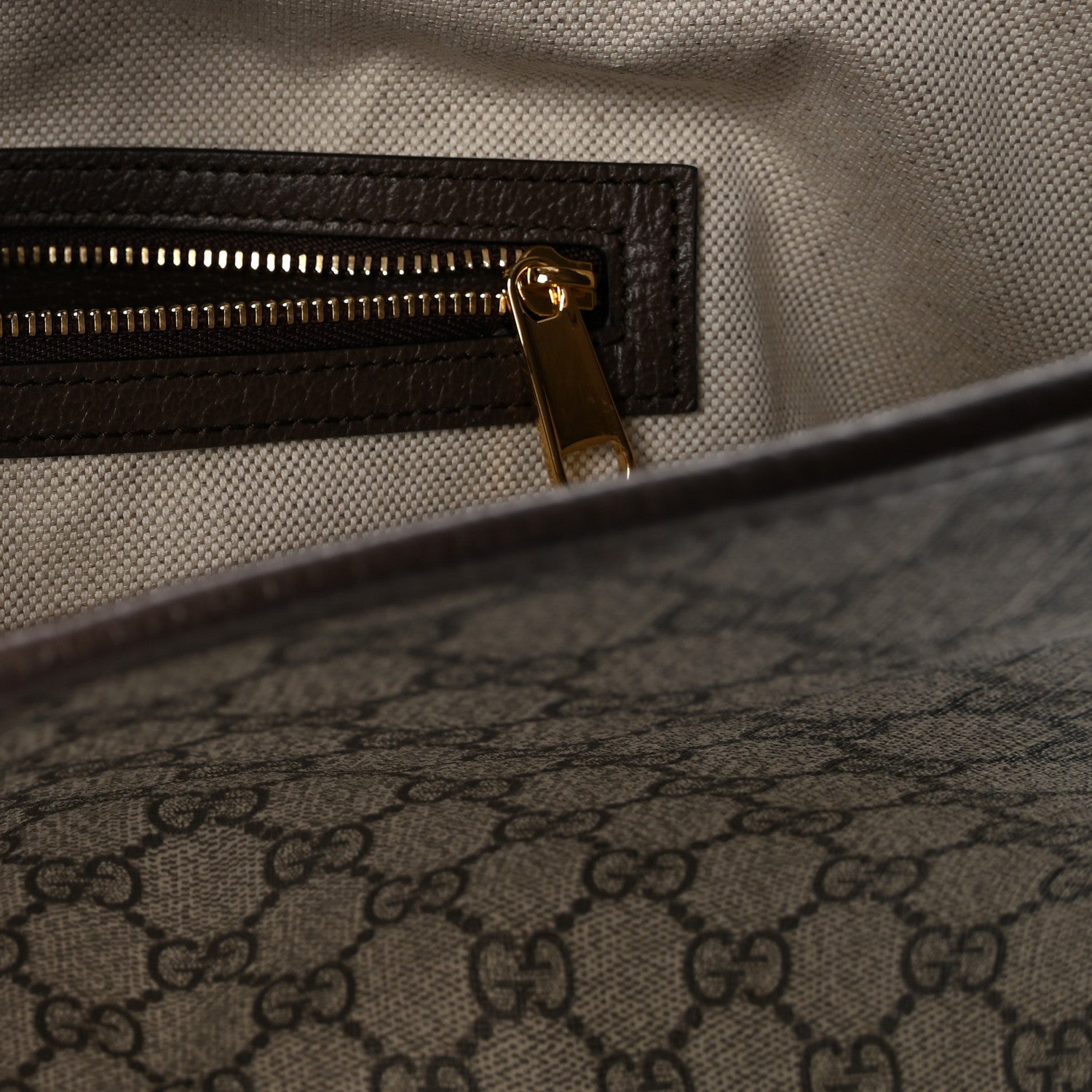 Gucci GG Supreme Monogram Textured Dollar Calfskin Web Large Ophidia Bucket Shoulder Bag Beige Ebony New Acero 6 of 9