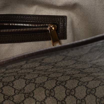 Gucci GG Supreme Monogram Textured Dollar Calfskin Web Large Ophidia Bucket Shoulder Bag Beige Ebony New Acero 6 of 9