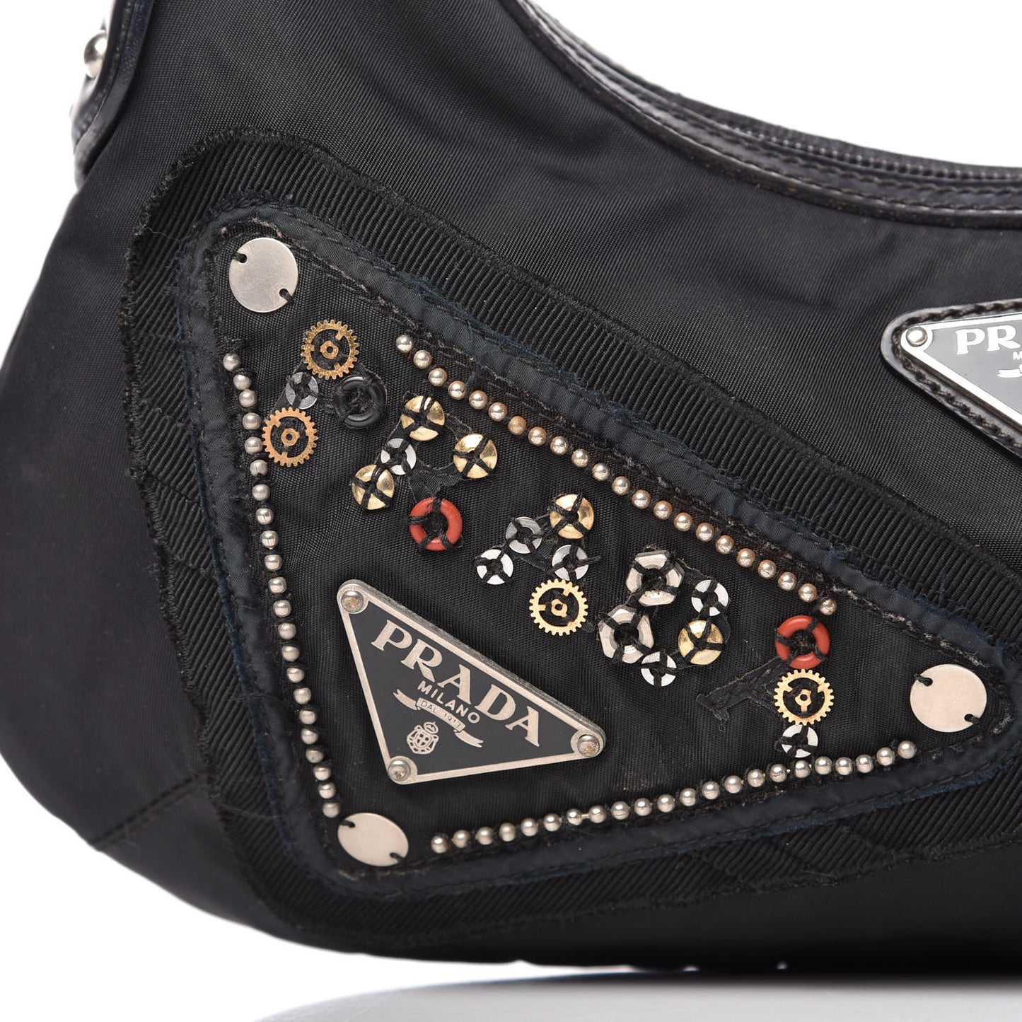Tessuto Nylon Vela Robot Triangle Hobo Black