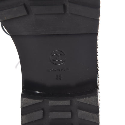 Chanel Crackled Calfskin Velvet Pearl Combat Short Boots 38 Black 6 of 8