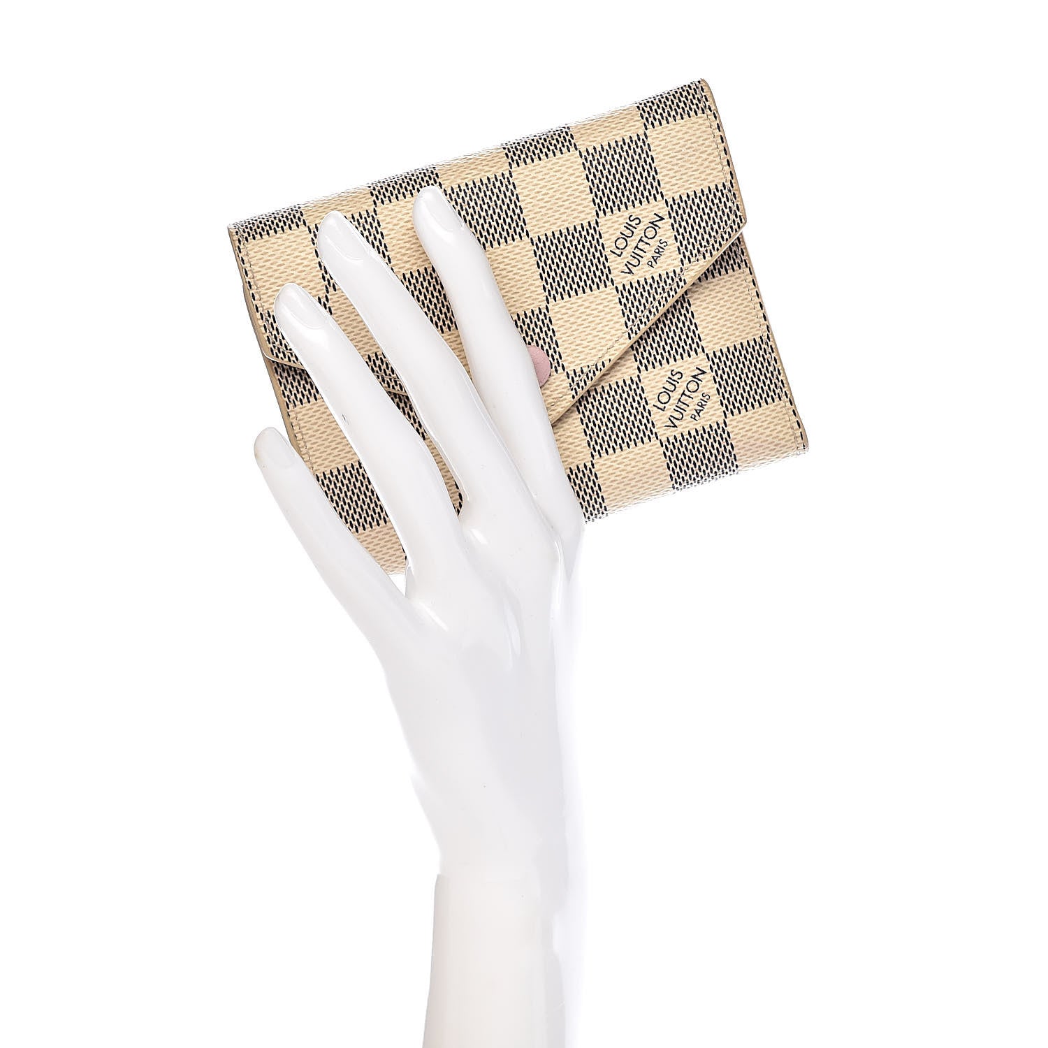 Louis Vuitton Damier Azur Victorine Wallet Rose Ballerine 2 of 7