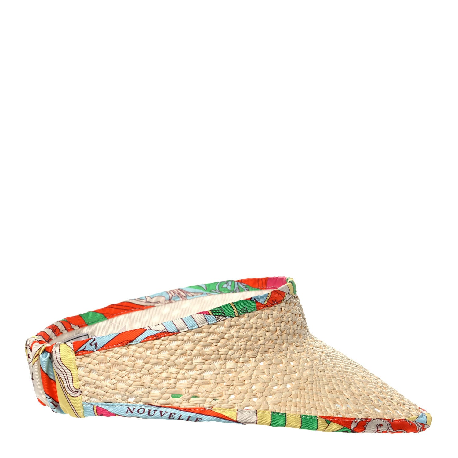 Hermes Panama Straw Woven Silk Astrologie Nouvelle Emilie Visor S Natural Amazone Pop 5 of 9