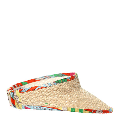Hermes Panama Straw Woven Silk Astrologie Nouvelle Emilie Visor S Natural Amazone Pop 5 of 9
