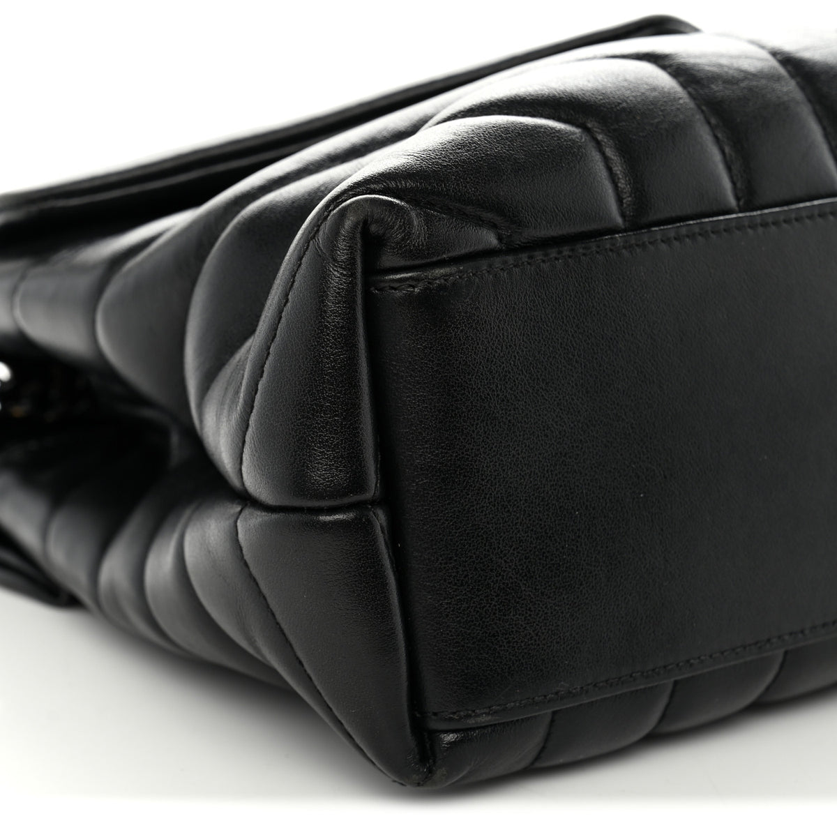 Calfskin Y Quilted Monogram Monochrome Small Loulou Chain Satchel Black