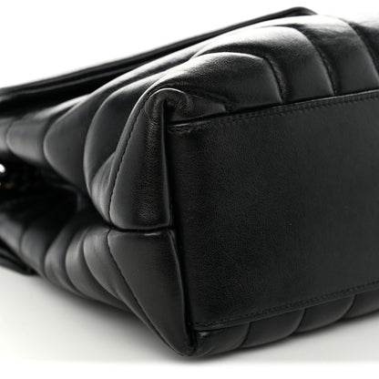 Saint Laurent Calfskin Y Quilted Monogram Monochrome Small Loulou Chain Satchel Black 9 of 15