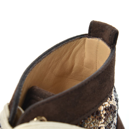 Christian Louboutin Suede Crystal Leopard Print Flat Sneakers 38 Brown 8 of 18