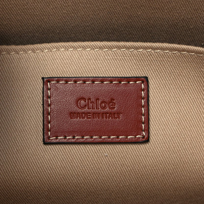 Chloe Cotton Calfskin Medium Woody Ribbon Tote White Brown 6 of 9