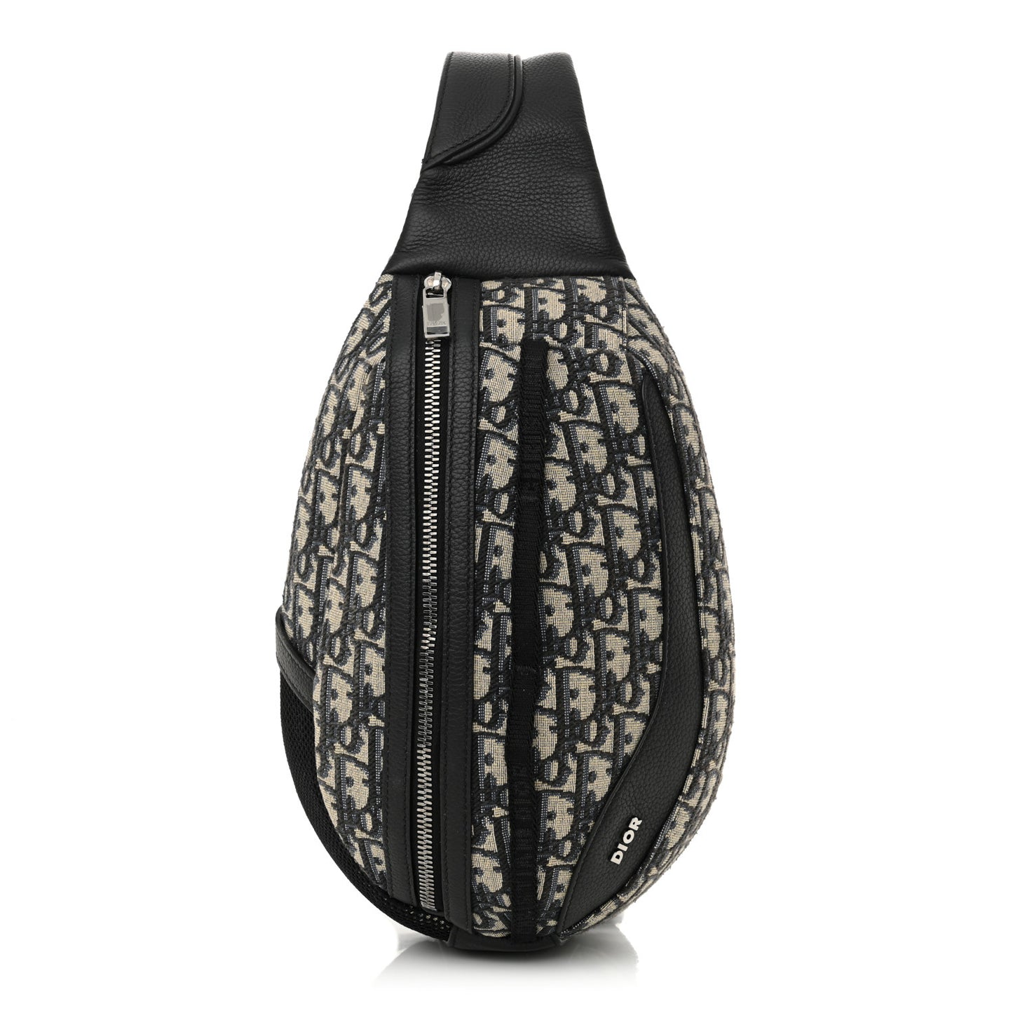 Grained Calfskin Oblique Scarab Sling Bag Blue Black