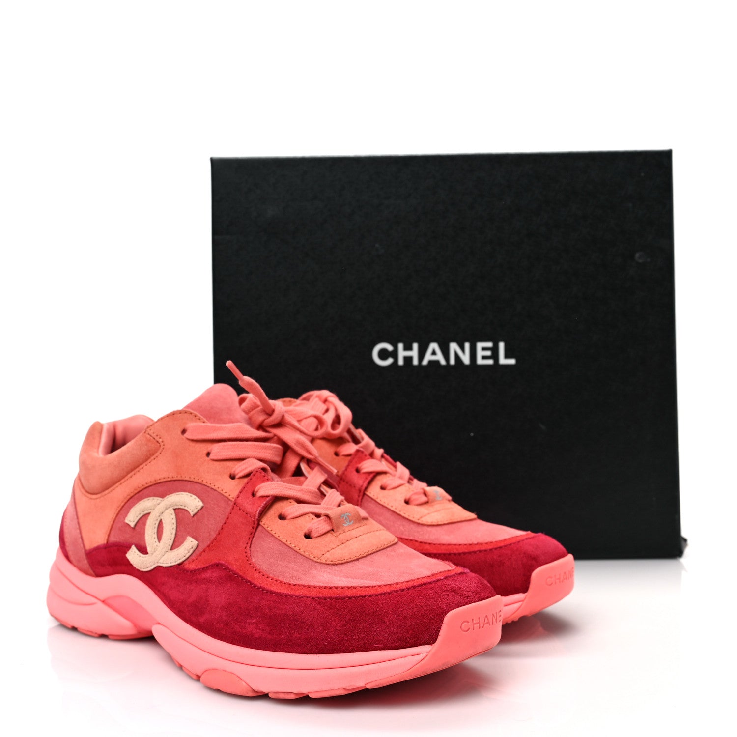 Chanel Kid Suede Calfskin Mens Sneakers 42 Coral 8 of 8