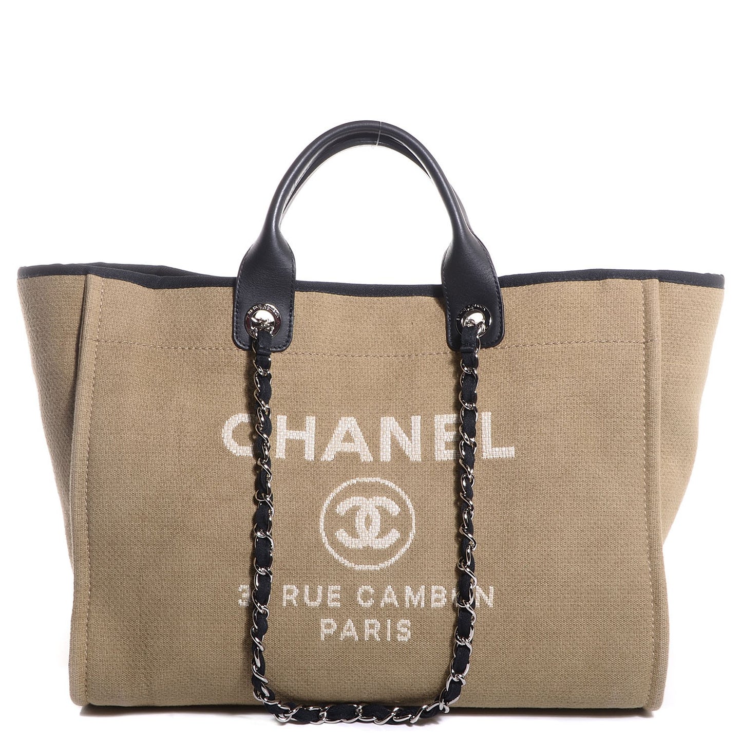 Canvas Deauville Large Tote Beige Black