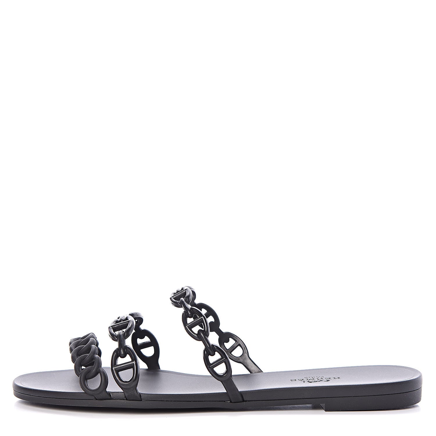 Hermes Rubber Chaine d'Ancre Rivage Sandals 37 Black 1 of 8