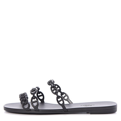 Hermes Rubber Chaine d'Ancre Rivage Sandals 37 Black 1 of 8