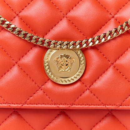 Versace Lambskin Quilted Medusa Wallet on Chain Crossbody Coral 8 of 10