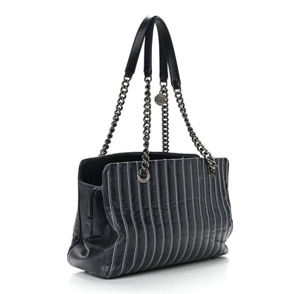 Chanel Lambskin Vertical Quilted Tote Navy 3 of 14