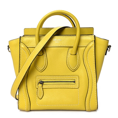 Celine Drummed Calfskin Nano Luggage Citron 1 of 16