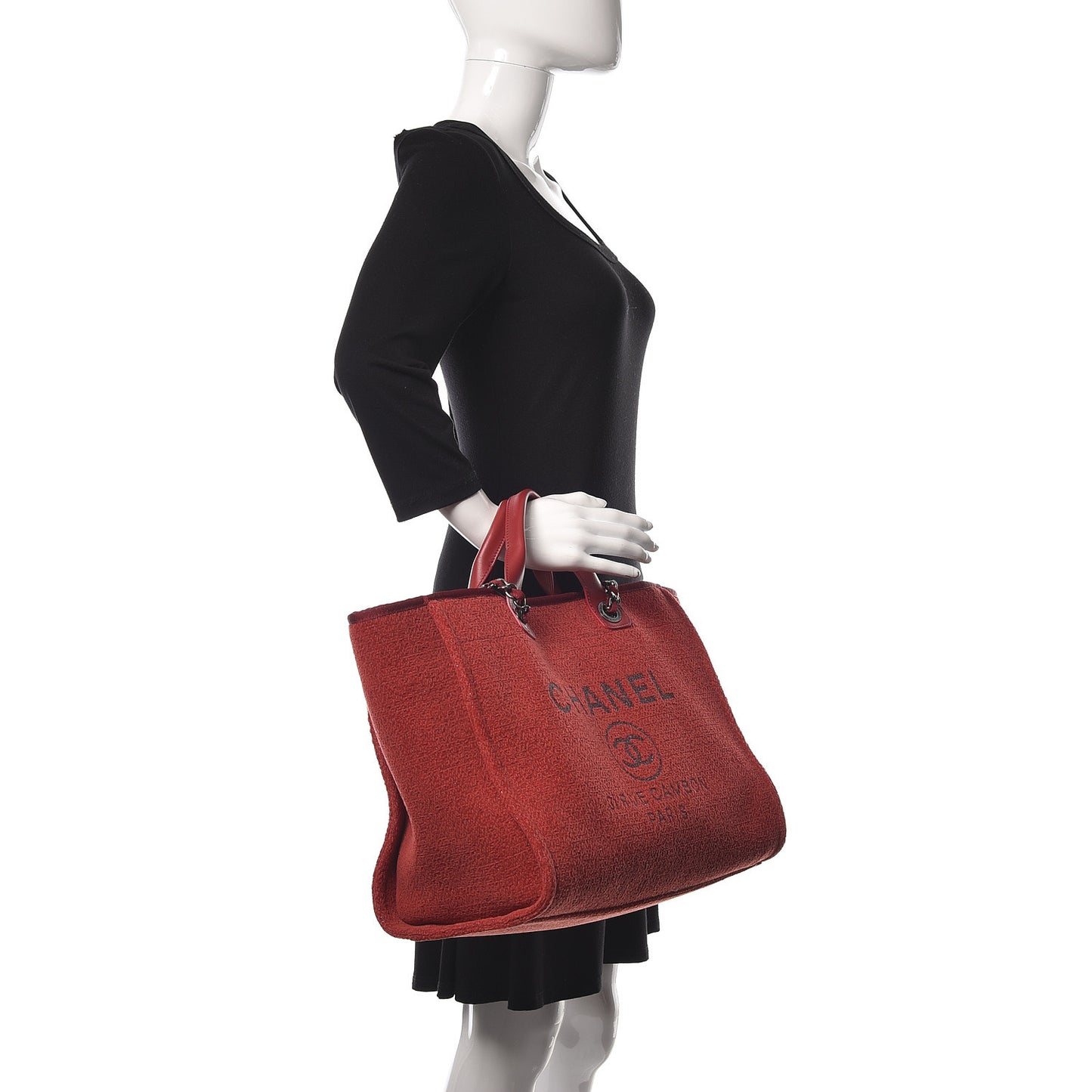 Lurex Boucle Medium Deauville Tote Red
