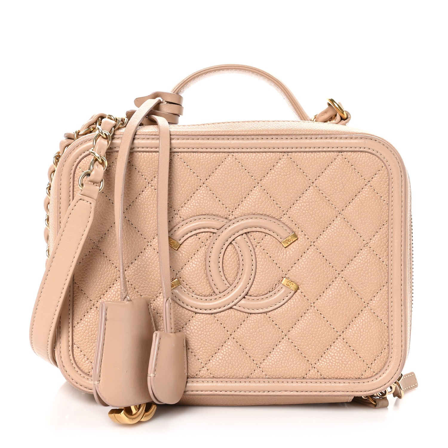 Chanel Caviar Quilted Medium CC Filigree Vanity Case Beige 1 of 11