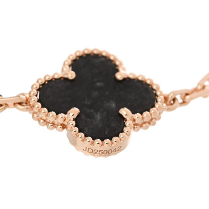 Van Cleef & Arpels 18K Rose Gold Silver Obsidian 5 Motifs Vintage Alhambra Bracelet 4 of 6