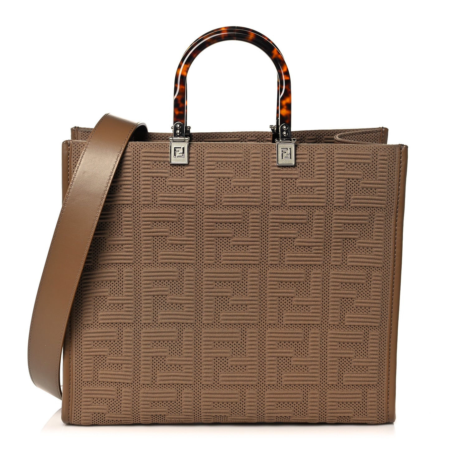 Technical Fabric Plexiglass FF Medium Fendi Sunshine Shopper Tote Sand