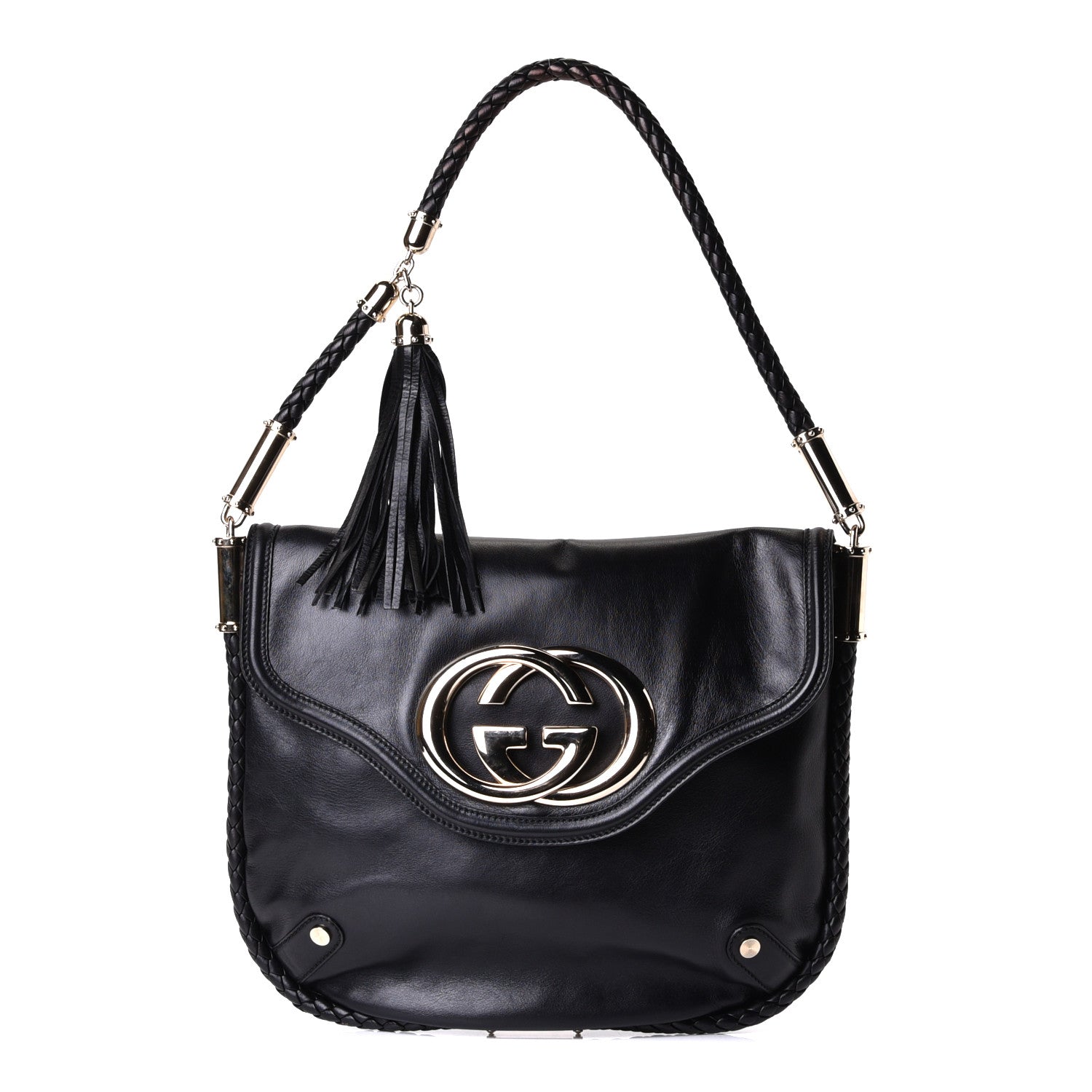 Gucci Calfskin Medium Britt Tassel Shoulder Bag Black 1 of 5