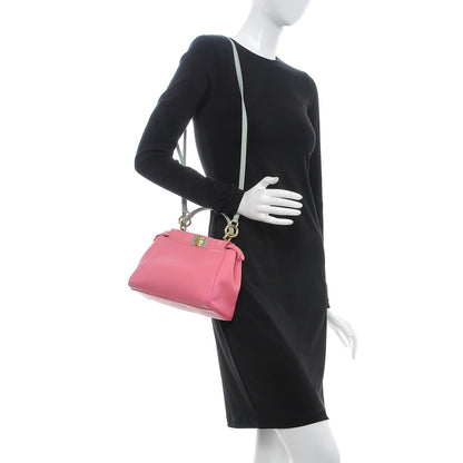 Fendi Nappa Colorblock Mini Peekaboo Iconic Satchel Rosa Fluo Oxigen Slate 2 of 10
