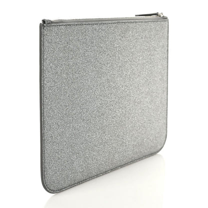 Balenciaga Glitter Calfskin Logo Everyday Pouch M Silver 3 of 6