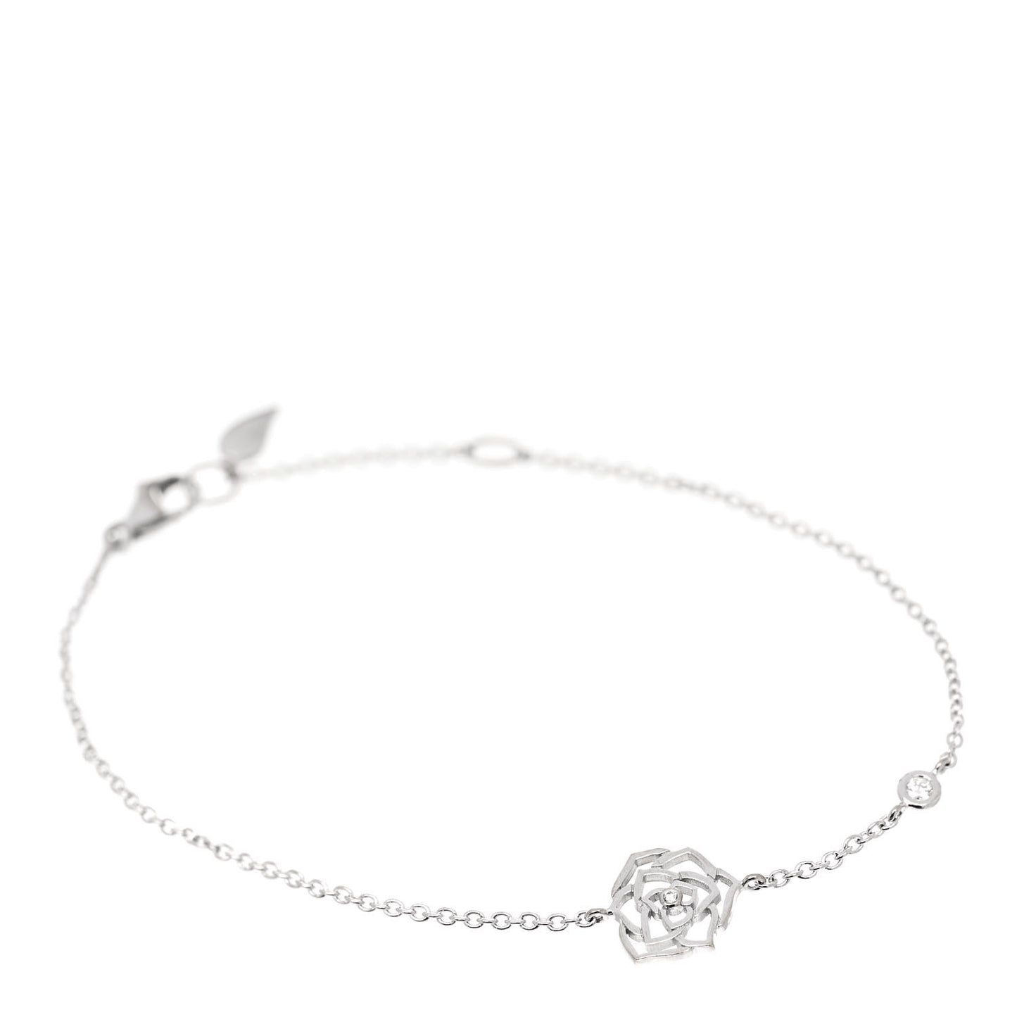 18K White Gold Diamond Rose Bracelet
