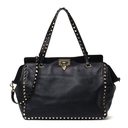 Valentino Garavani Vitello Medium Rockstud Tote Black 1 of 6