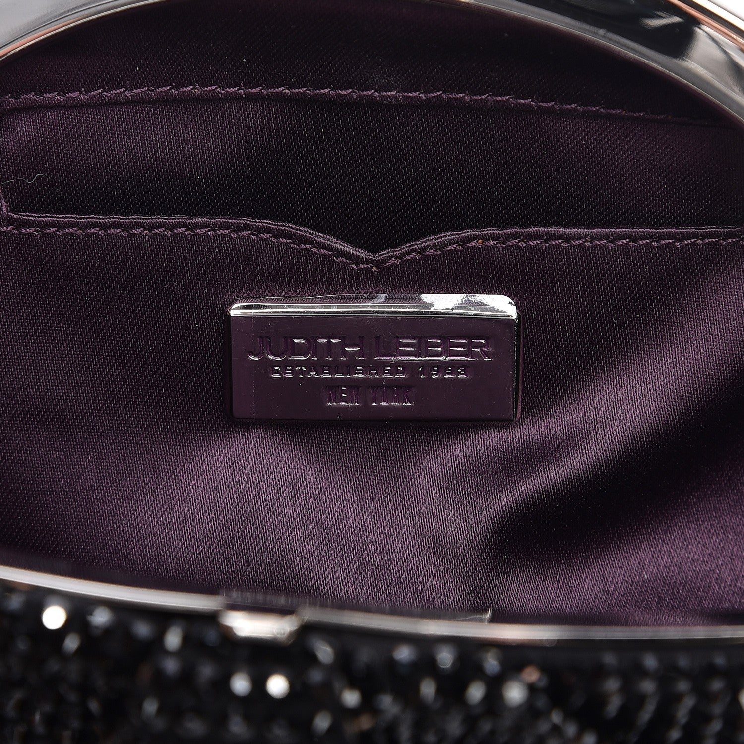 Judith Leiber Swarovski Crystal Kisslock Clutch Black Silver 6 of 10