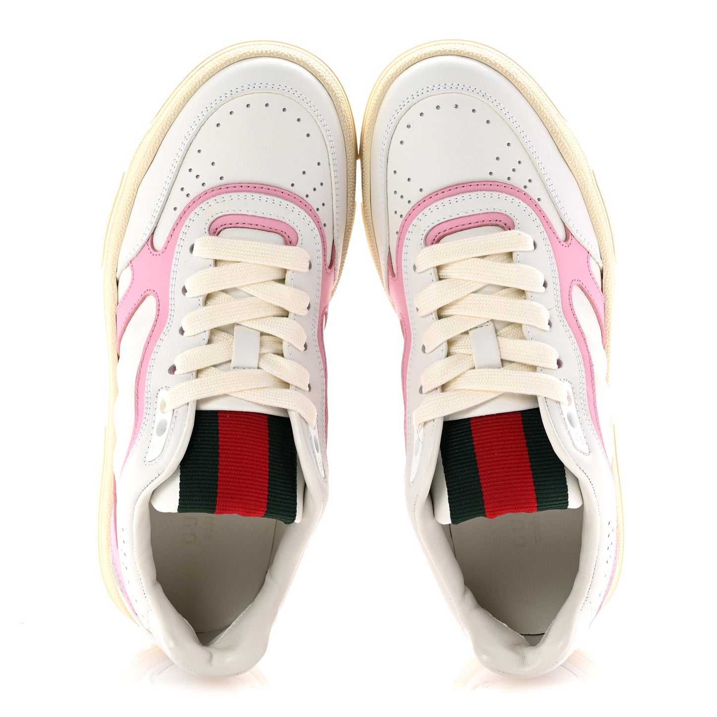 Calfskin Womens Re-Web Sneakers 35 White Pink